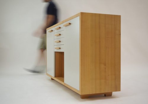 a wooden dresser